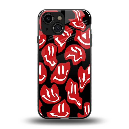 Melting Smiley back phone cover | glass case for iphone 13 mini