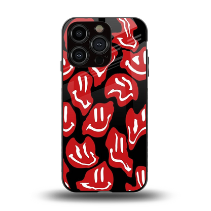 Melting Smiley back phone cover | glass case for iphone 13 pro