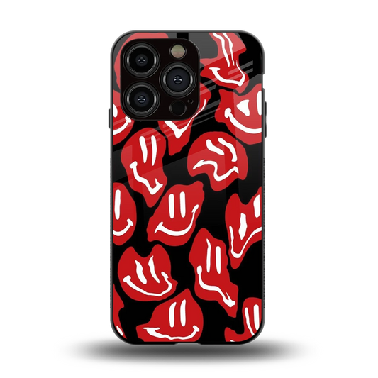 Melting Smiley back phone cover | glass case for iphone 13 pro