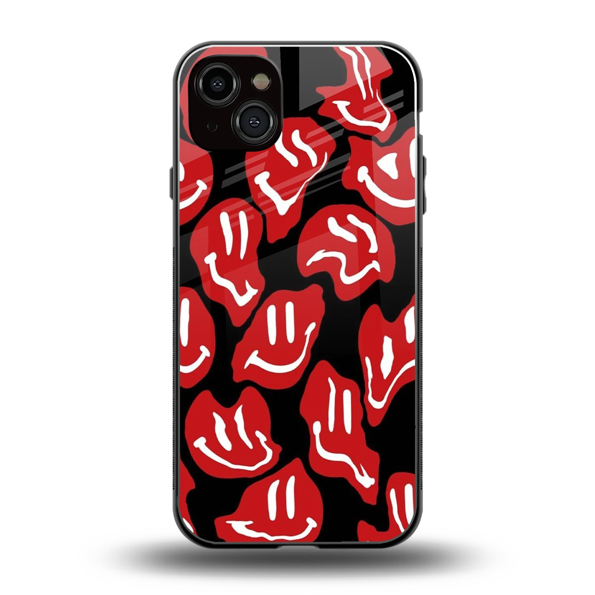 Melting Smiley back phone cover | glass case for iphone 15 plus
