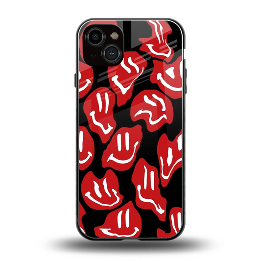 Melting Smiley back phone cover | glass case for iphone 15 plus