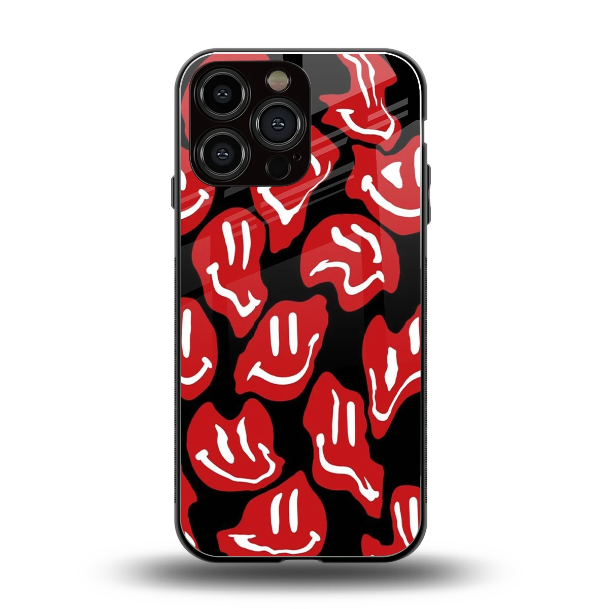 Melting Smiley back phone cover | glass case for iphone 15 pro max