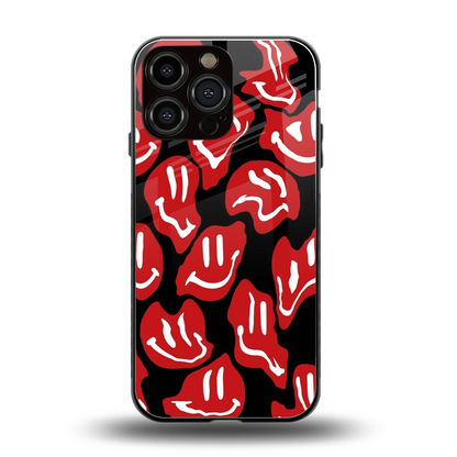 Melting Smiley back phone cover | glass case for iphone 15 pro max
