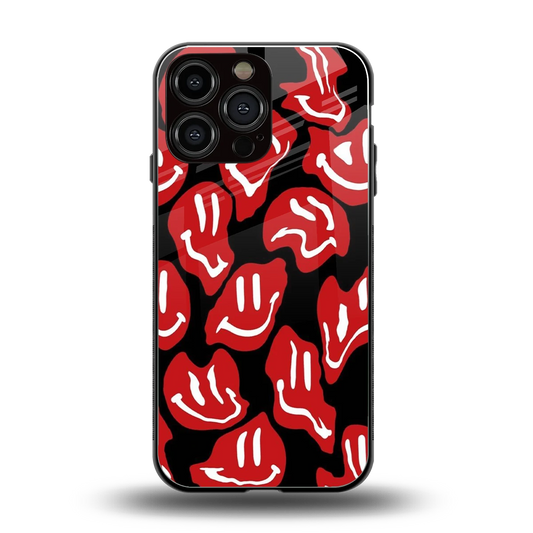 Melting Smiley back phone cover | glass case for iphone 15 pro max