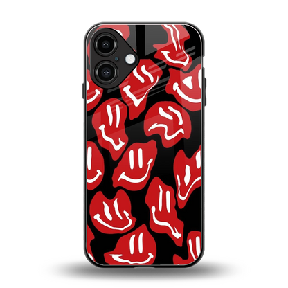 Melting Smiley back phone cover | glass case for iphone 16 plus