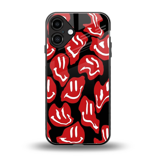 Melting Smiley back phone cover | glass case for iphone 16 plus