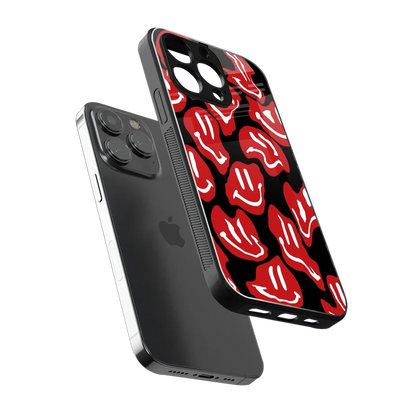 Melting Smiley sleek iphone 16 pro max cover with tempered glass back and TPU edges