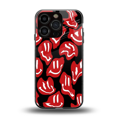 Melting Smiley back phone cover | glass case for iphone 16 pro