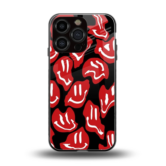 Melting Smiley back phone cover | glass case for iphone 16 pro