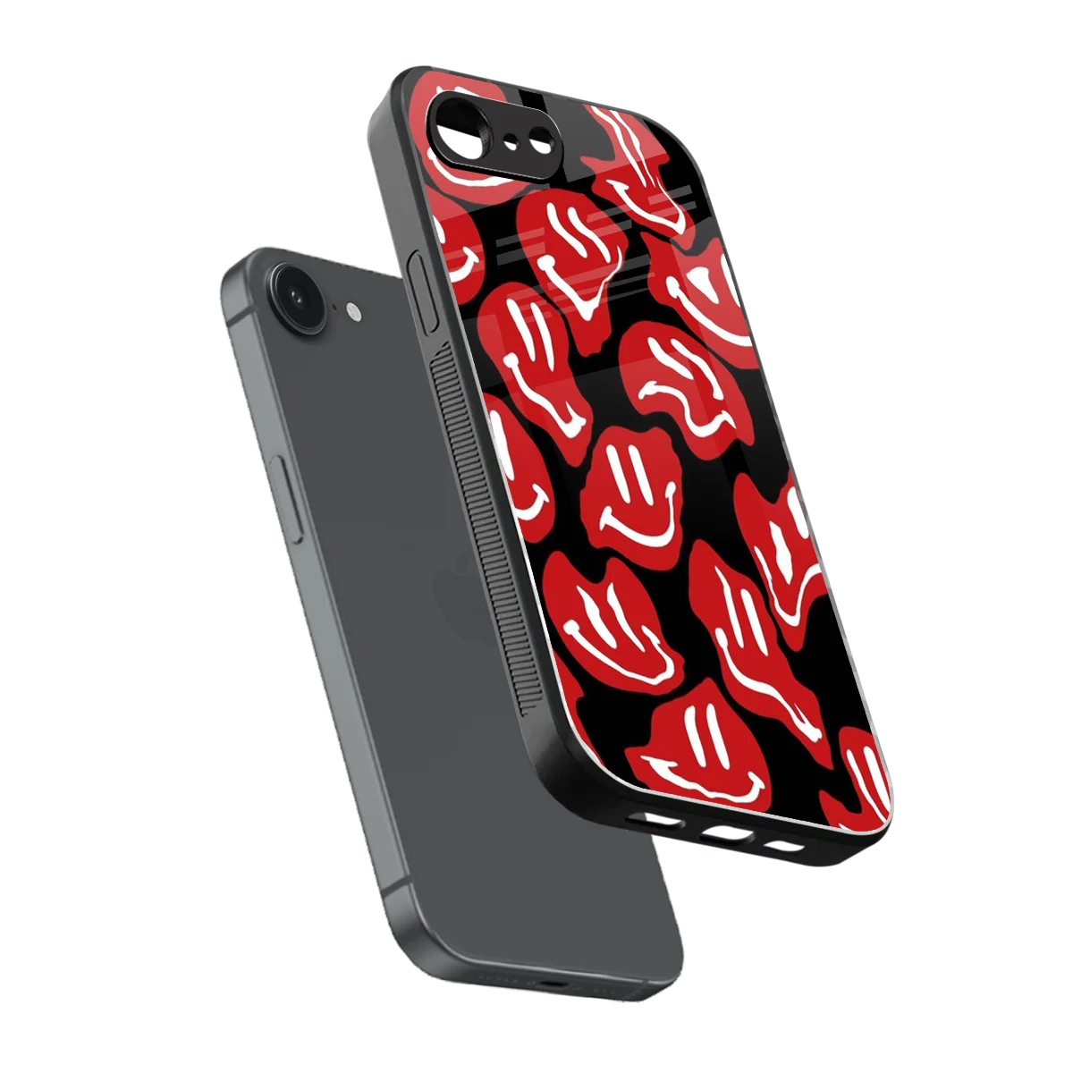 Melting Smiley sleek iphone 17e cover with tempered glass back and TPU edges