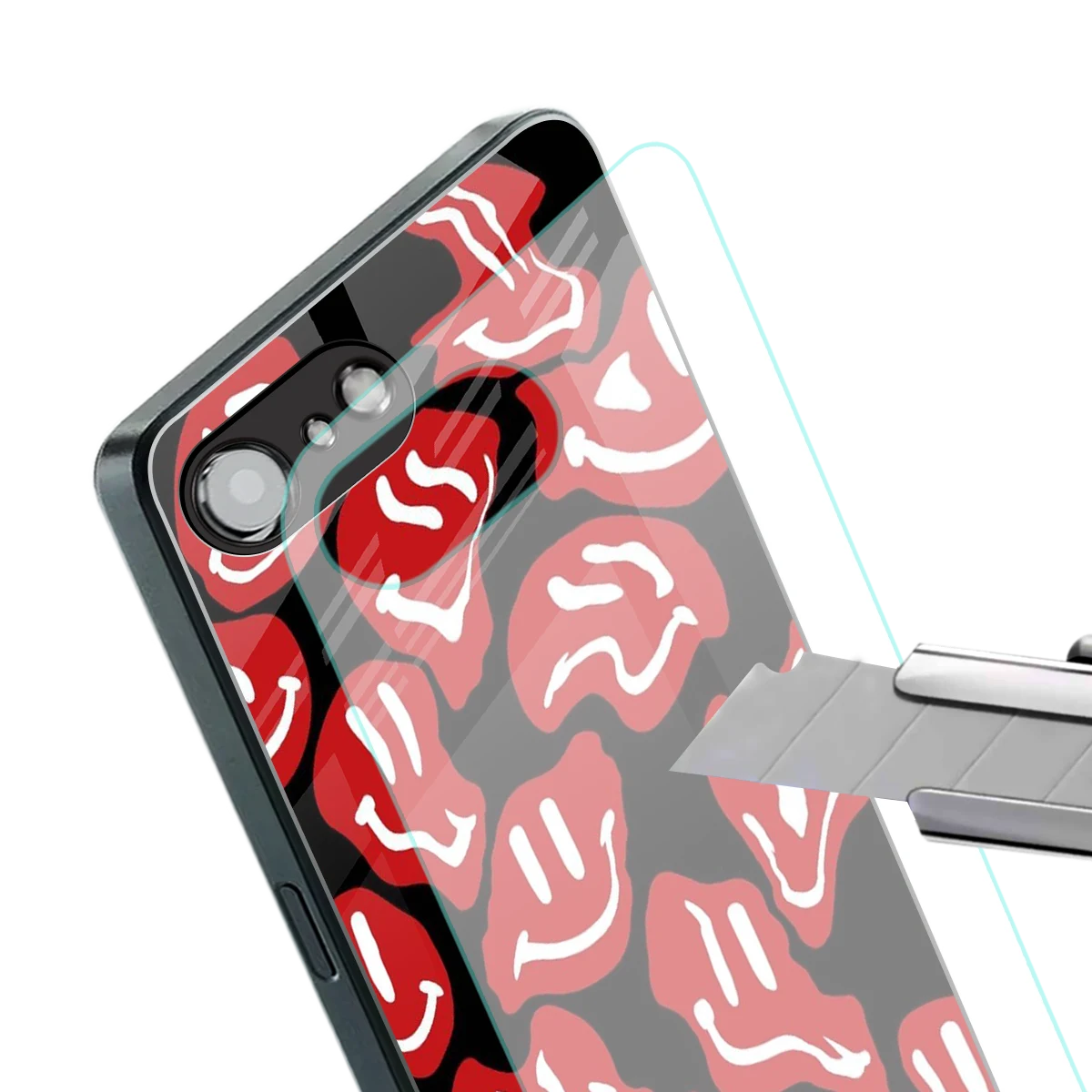 Melting Smiley stylish phone case for iphone 17e | glossy glass and slim fit