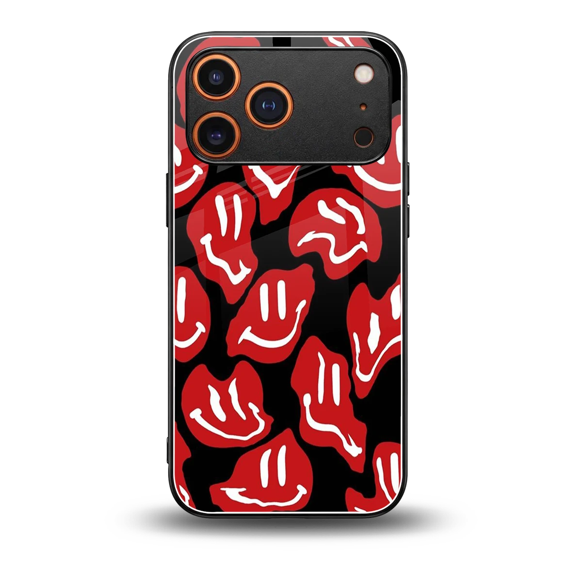 Melting Smiley back phone cover | glass case for iphone 17 pro