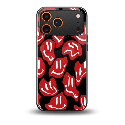 Melting Smiley back phone cover | glass case for iphone 17 pro max