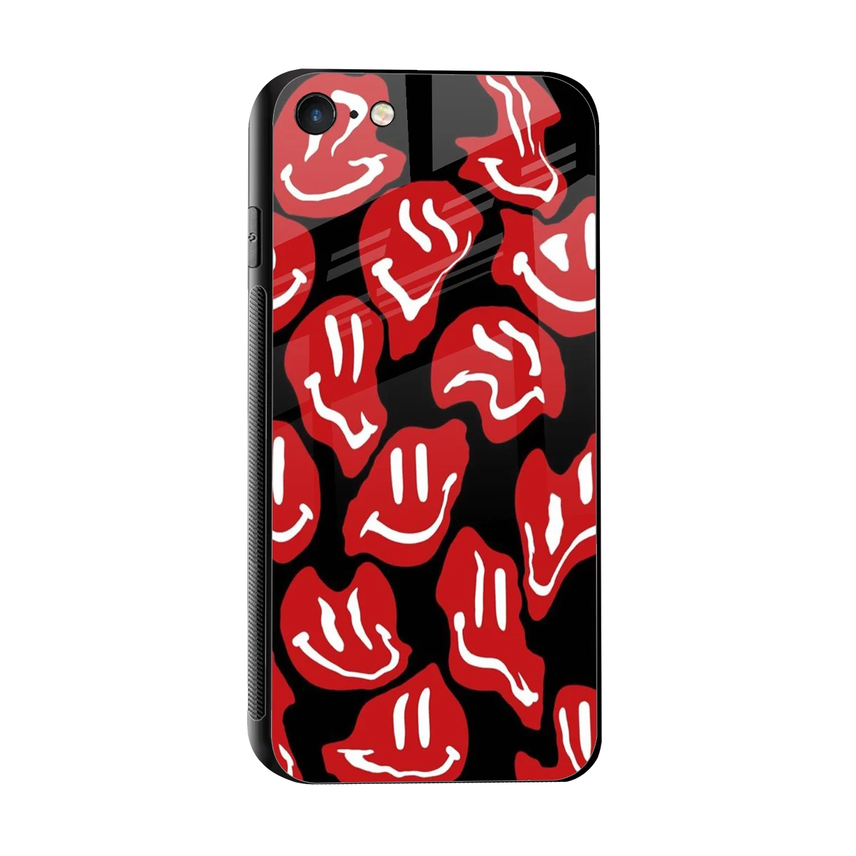 Melting Smiley sleek iphone 7 cover with tempered glass back and TPU edges