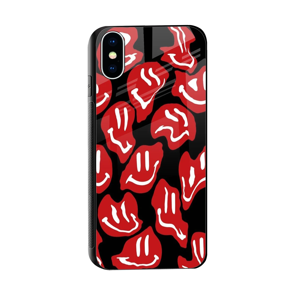 Melting Smiley sleek iphone x cover with tempered glass back and TPU edges
