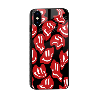 Melting Smiley sleek iphone x cover with tempered glass back and TPU edges