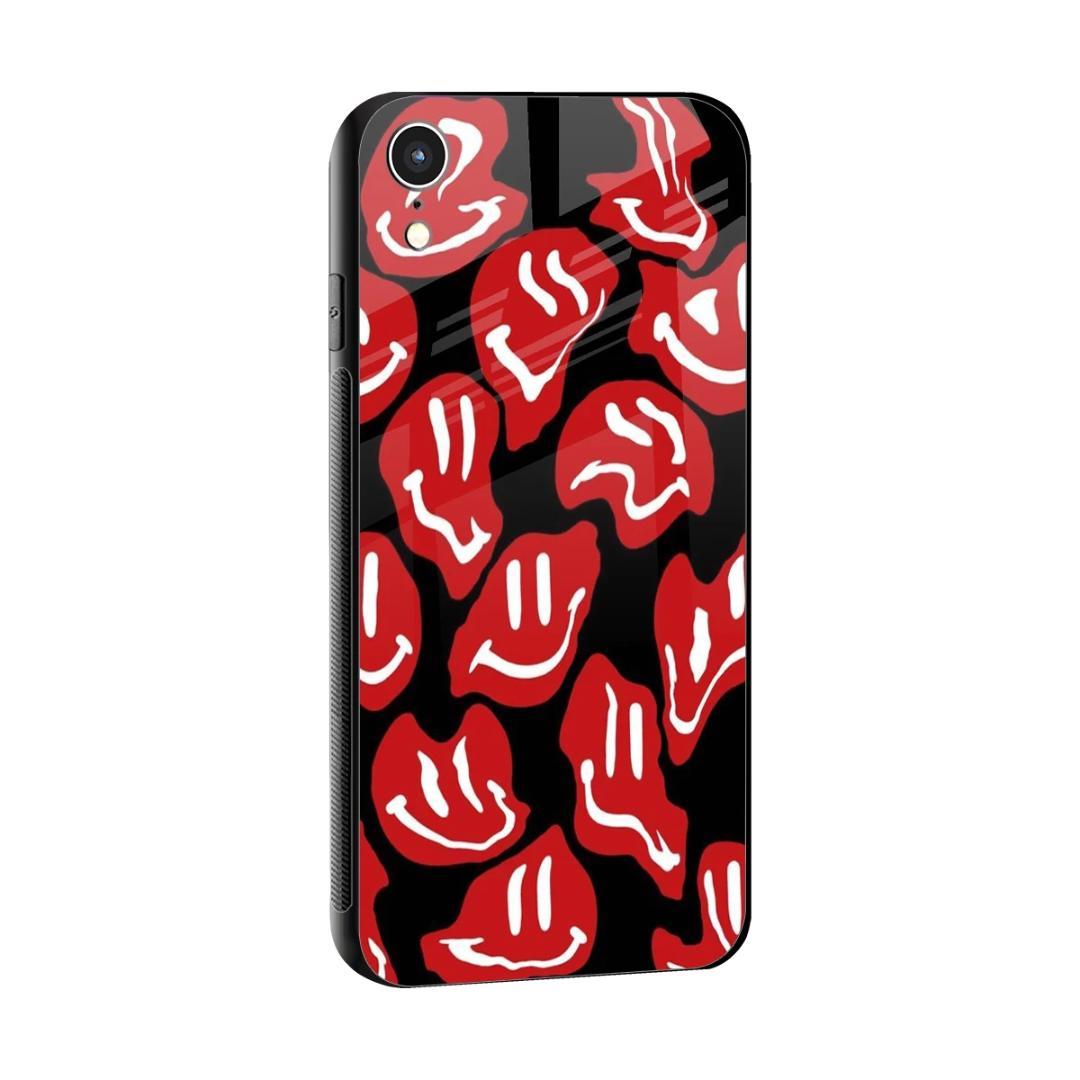 Melting Smiley sleek iphone xr cover with tempered glass back and TPU edges