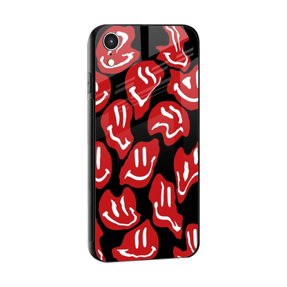 Melting Smiley sleek iphone xr cover with tempered glass back and TPU edges