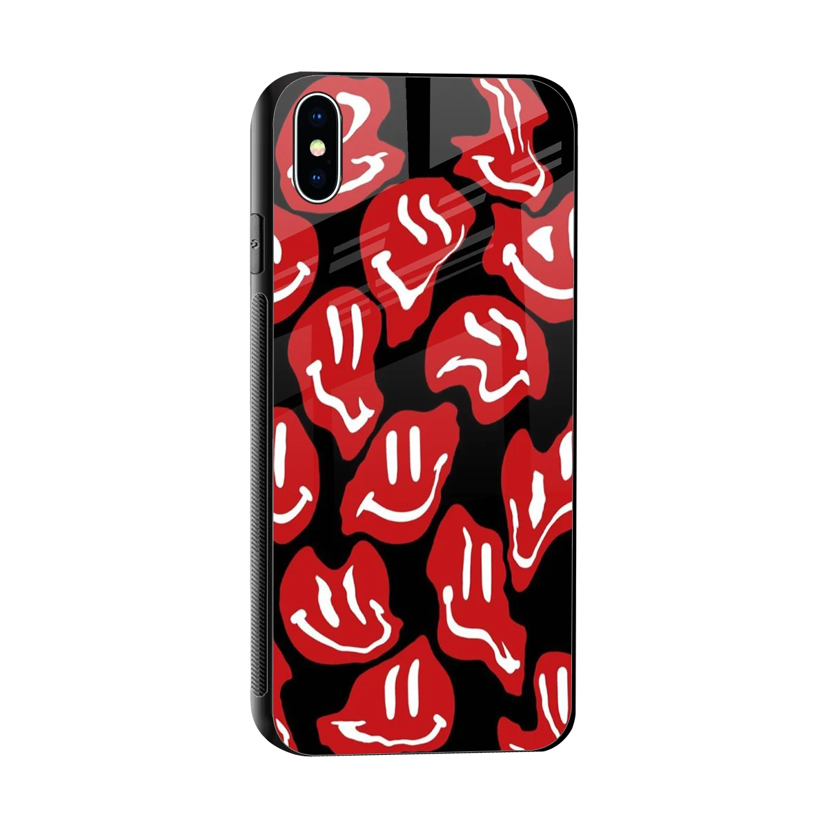 Melting Smiley sleek iphone xs max cover with tempered glass back and TPU edges