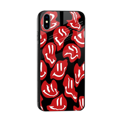 Melting Smiley sleek iphone xs max cover with tempered glass back and TPU edges