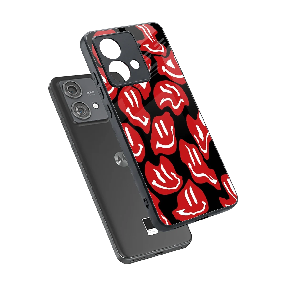Melting Smiley sleek motorola edge 40 neo 5g cover with tempered glass back and TPU edges