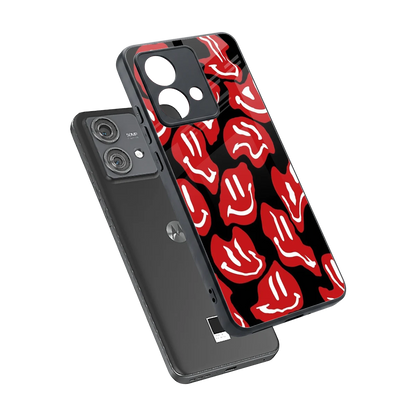 Melting Smiley sleek motorola edge 40 neo 5g cover with tempered glass back and TPU edges