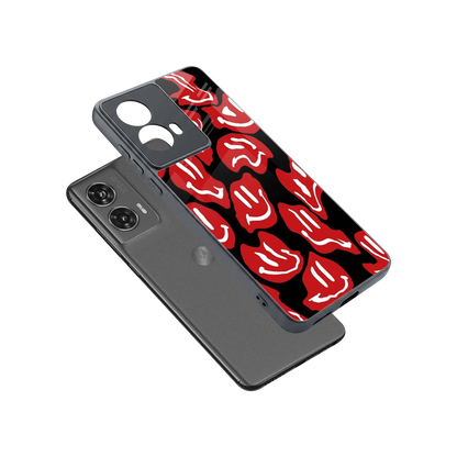 Melting Smiley sleek motorola edge 50 fusion cover with tempered glass back and TPU edges