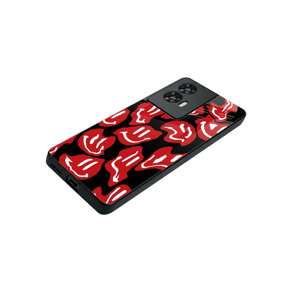 Melting Smiley stylish phone case for motorola edge 50 fusion | glossy glass and slim fit