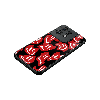Melting Smiley stylish phone case for motorola edge 50 pro | glossy glass and slim fit