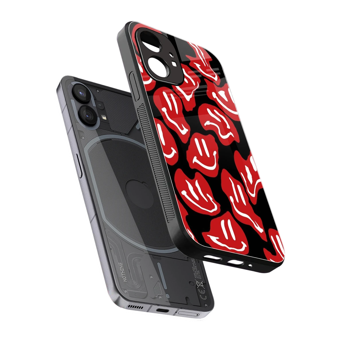 Melting Smiley sleek nothing phone 1 cover with tempered glass back and TPU edges