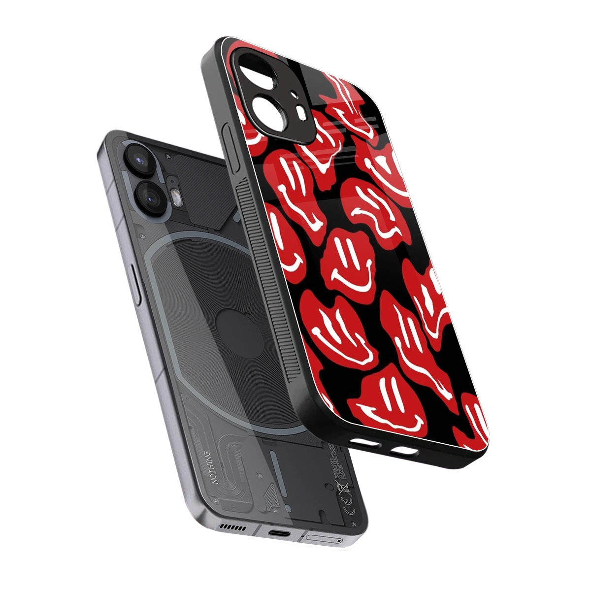 Melting Smiley sleek nothing phone 2 cover with tempered glass back and TPU edges