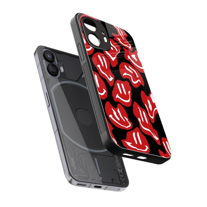 Melting Smiley sleek nothing phone 2 cover with tempered glass back and TPU edges
