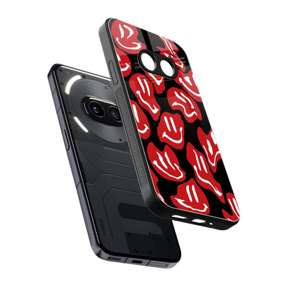 Melting Smiley sleek nothing phone 2a cover with tempered glass back and TPU edges