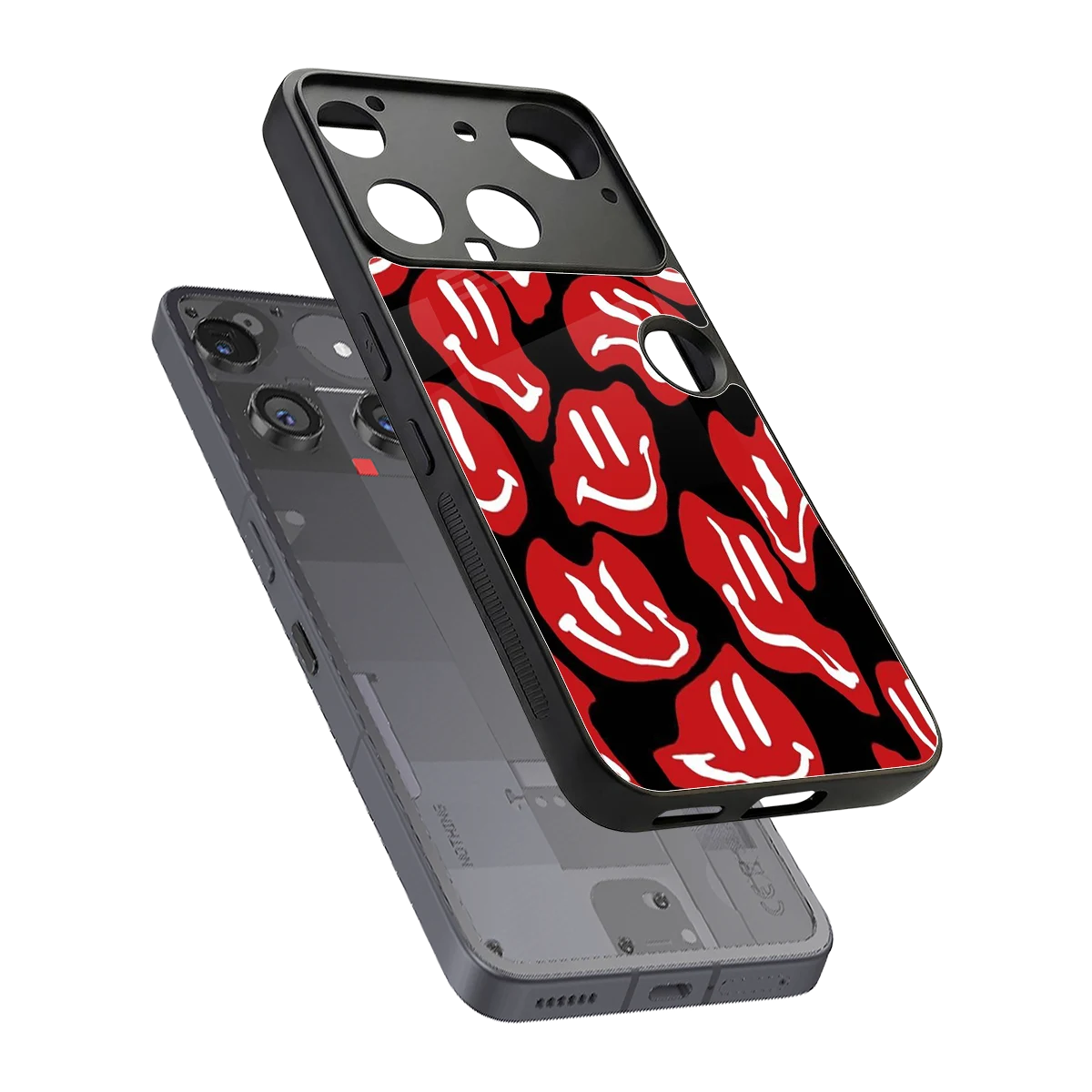 Melting Smiley sleek nothing phone 3 cover with tempered glass back and TPU edges