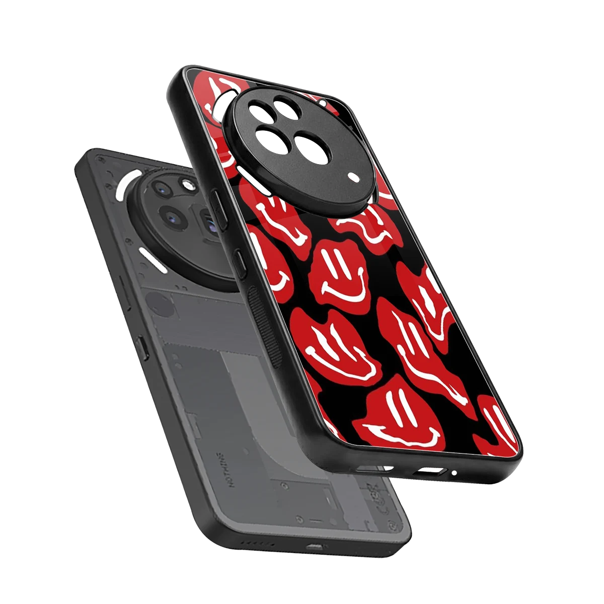 Melting Smiley sleek nothing phone 3a pro cover with tempered glass back and TPU edges