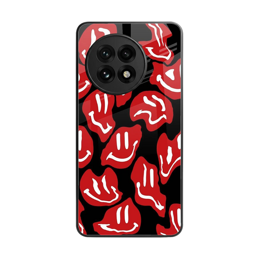Melting Smiley back phone cover | glass case for oneplus 13r
