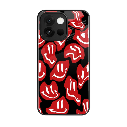 Melting Smiley back phone cover | glass case for oneplus 13s