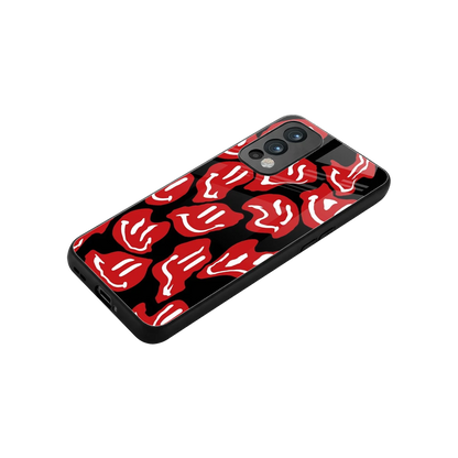 Melting Smiley stylish phone case for oneplus nord 2 | glossy glass and slim fit