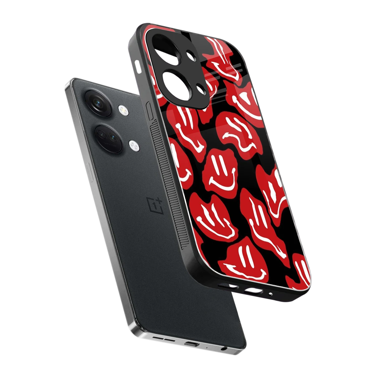 Melting Smiley sleek oneplus nord 3 cover with tempered glass back and TPU edges