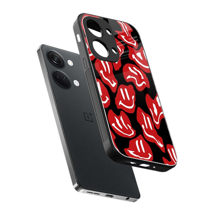 Melting Smiley sleek oneplus nord 3 cover with tempered glass back and TPU edges