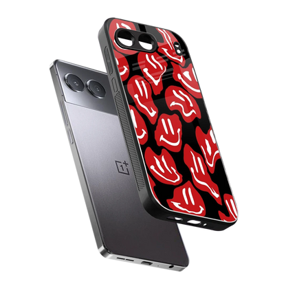 Melting Smiley sleek oneplus nord 4 cover with tempered glass back and TPU edges