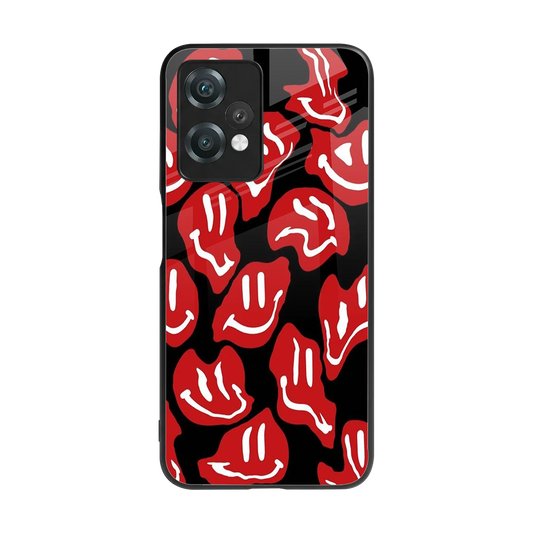 Melting Smiley back phone cover | glass case for oneplus nord ce 2 lite