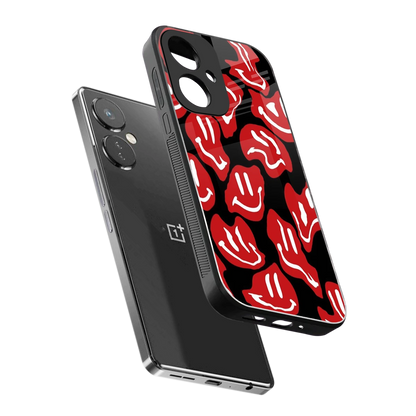 Melting Smiley sleek oneplus nord ce 3 cover with tempered glass back and TPU edges