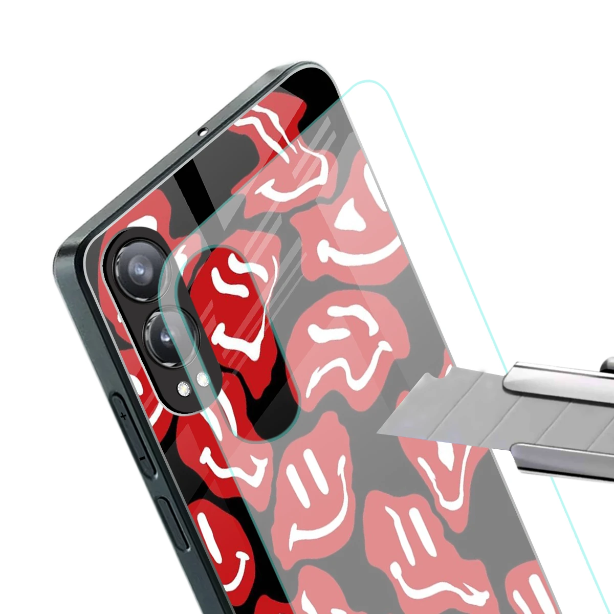 Melting Smiley stylish phone case for oneplus nord ce 4 lite | glossy glass and slim fit