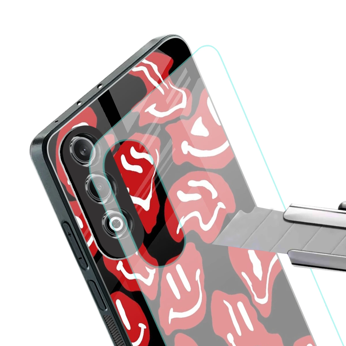 Melting Smiley stylish phone case for oneplus nord ce 4 | glossy glass and slim fit
