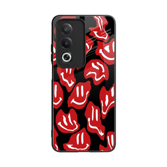 Melting Smiley back phone cover | glass case for oppo a3 pro