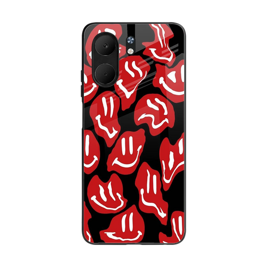 Melting Smiley back phone cover | glass case for oppo a5x 5g