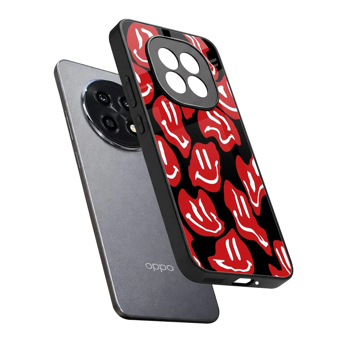 Melting Smiley sleek oppo f29 pro 5g cover with tempered glass back and TPU edges