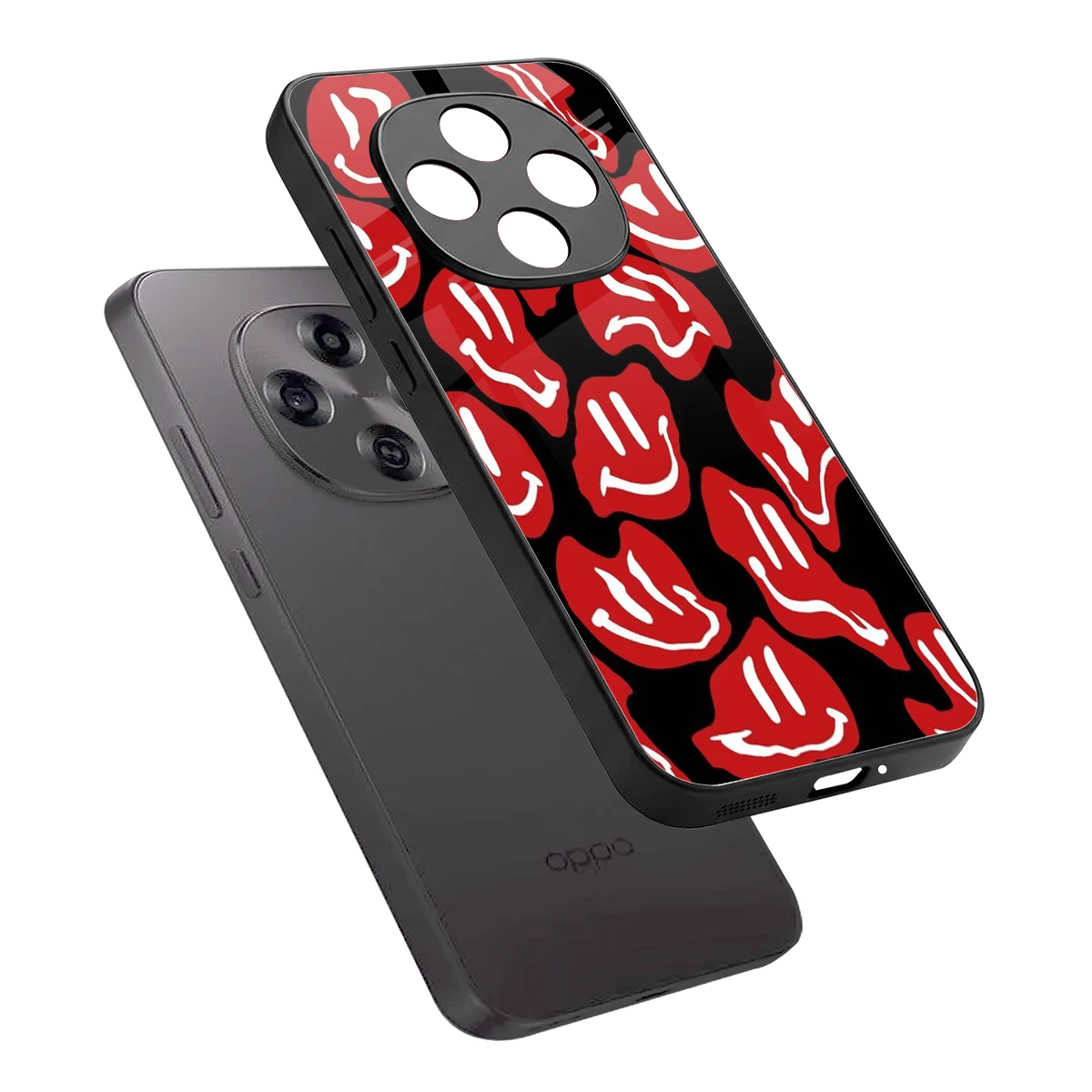 Melting Smiley sleek oppo f31 pro 5g cover with tempered glass back and TPU edges