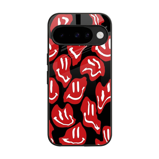 Melting Smiley back phone cover | glass case for google pixel 10